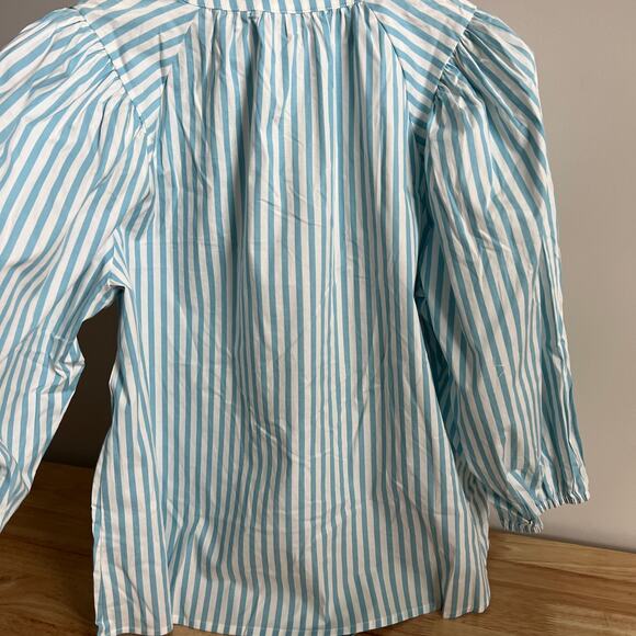 A New Day Women's Blue Striped Puff Sleeve Blouse - Size XXL - NWT - Picture 6 of 9